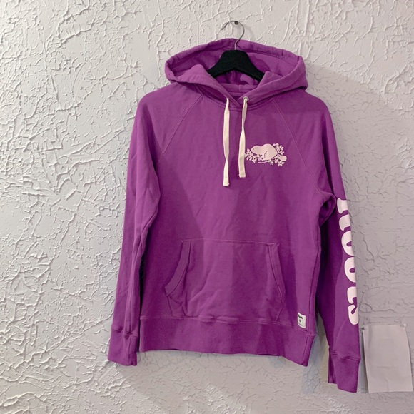 ROOTS Canada Sweatshirt Purple XS Pullover Hoodie Activewear Leisure Casual - Picture 3 of 16